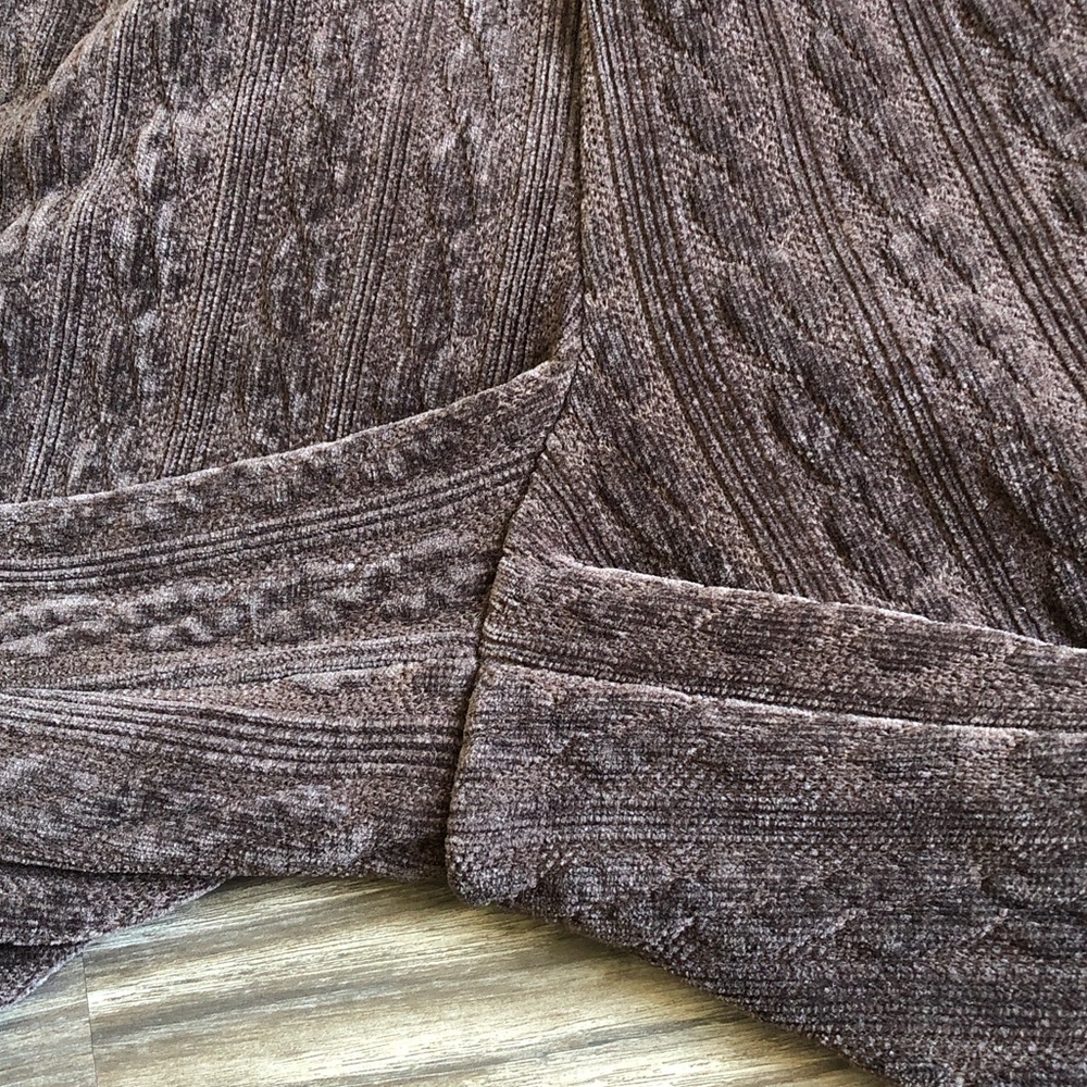 Aerie Offline Cable Knit Wide Leg Lounge Pants Chenille Trouser Brown Pull On - Picture 8 of 14